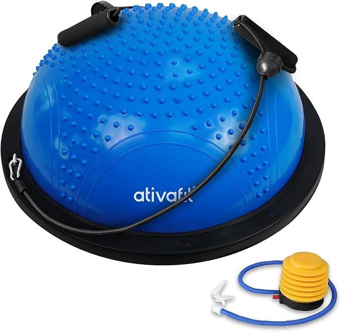 Ativafit Balance Ball Half Exercise Ball Balance Trainer Inflatable Yoga Ball for Home Gym Workouts Core Strength Fitness Half Ball with Resistance Bands, Pump, Support to 660 lbs