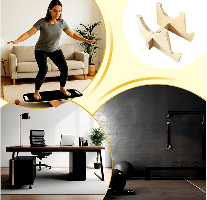 Balance Board trainer for Adults Kids，Hockey snowboard wobble board，450Lbs remarkable core trainer made of wood/Less Plastic