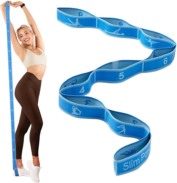 Slim Panda Stretch Strap, Multi-Loop for Physical Therapy,Elastic Yoga Stretching Strap for Dance,Yoga, Pilates & Gymnastics Exercise, Ballet Stretching Band for Flexibility, Leg Stretching