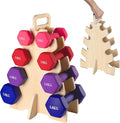 Wooden Dumbbell Rack Stand(Dumbbells Not Included),Small Dumbbell rack Compact Weight Storage with Handle for Home Gym – Supports Strength Training