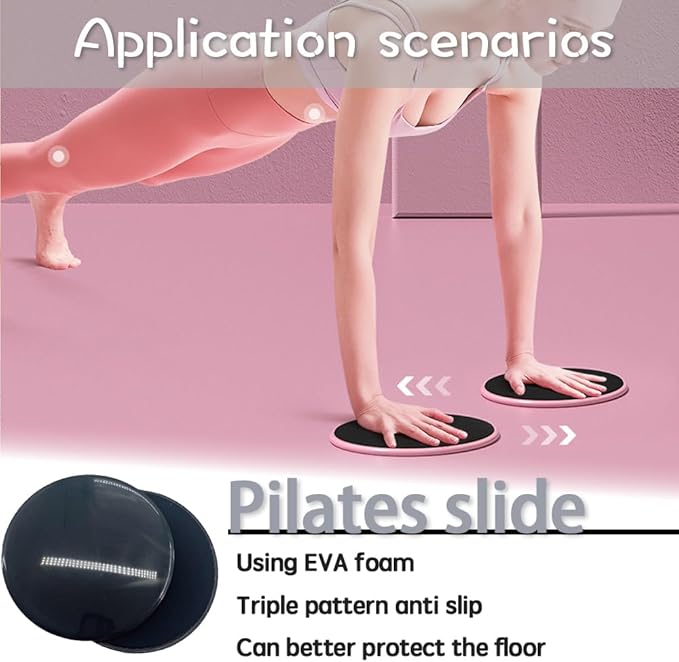 Exercise Sliders for Working Out Black Fitness Discs for Pilates Women Men, 2 Pack