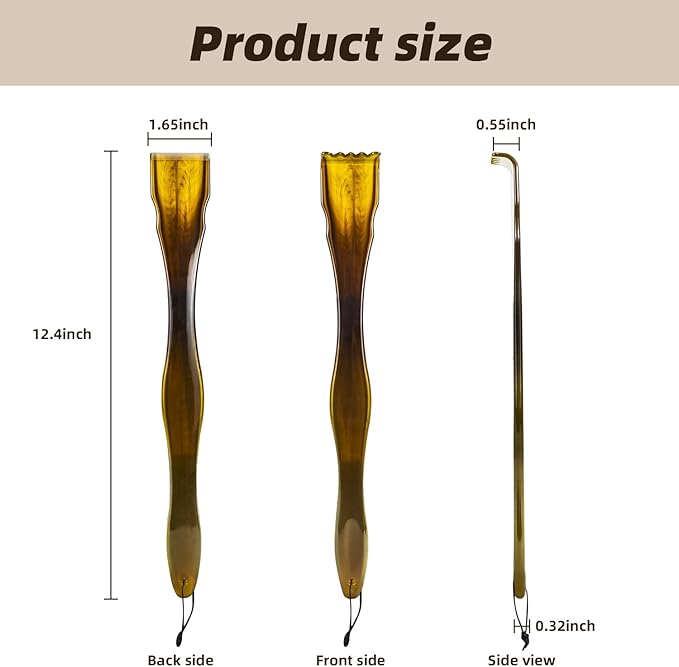 2-Piece Imitation Cow Horn Back Scratcher as Delicate and Smooth as a Gemstone, 12.4-Inch Long Handle Back Scratcher, Suitable for Adult Men and Women, As A Gift for Loved Ones(F-Brown-2)