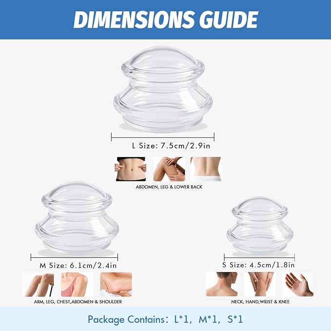 ELERA Cupping Kit for Massage Therapy – Silicone Cupping Therapy Set with 3 Massage Cups (S/M/L), Ideal for Cellulite, Relaxation & Daily Self-Care