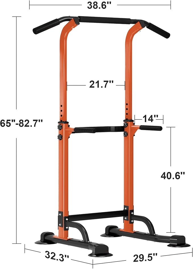 SogesHome Power Tower Pull Up Bar and Dip Station, Height Adjustable Dip Stand Exercise Machine for Home Gym, Multi-Functional Free Standing Strength Training Fitness Workout Station