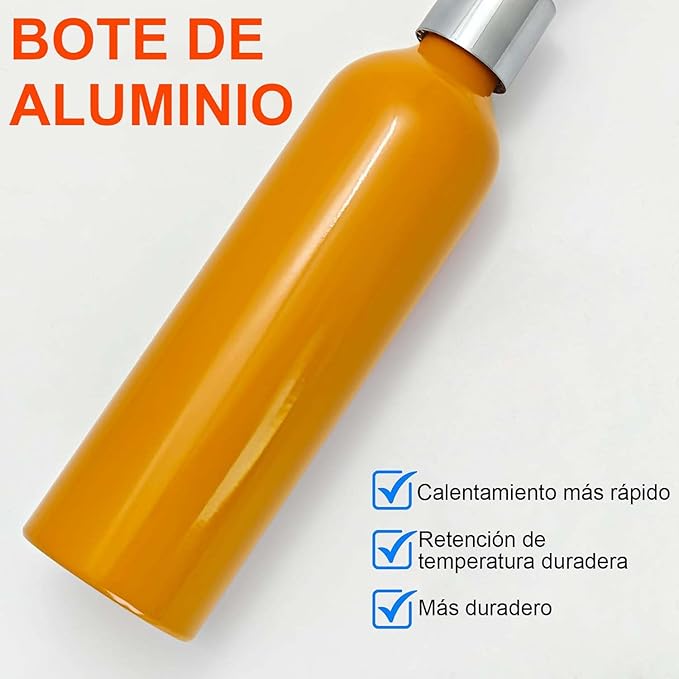 Elitzia Massage Oil Warmer Use Parts Pump Bottle 1 Pack 8.45oz/250ml Aluminium Pump Bottles for Solution Gel Lotion and Cream Use Suitable for ETOH01 ETOH02 ETLB01 ETLB02 ETOH843N ETOH843NB(Orange)