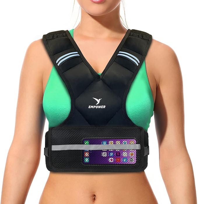 EMPOWER Weighted Vest for Women with Reflective Strips – Fixed 8lbs, Adjustable 4-10lbs (4 in1) or Adjustable10-16lbs (4 in 1), Strengthen Muscles, Boost Bone Health, and Burn More Calories for Workout - Rucking Vest