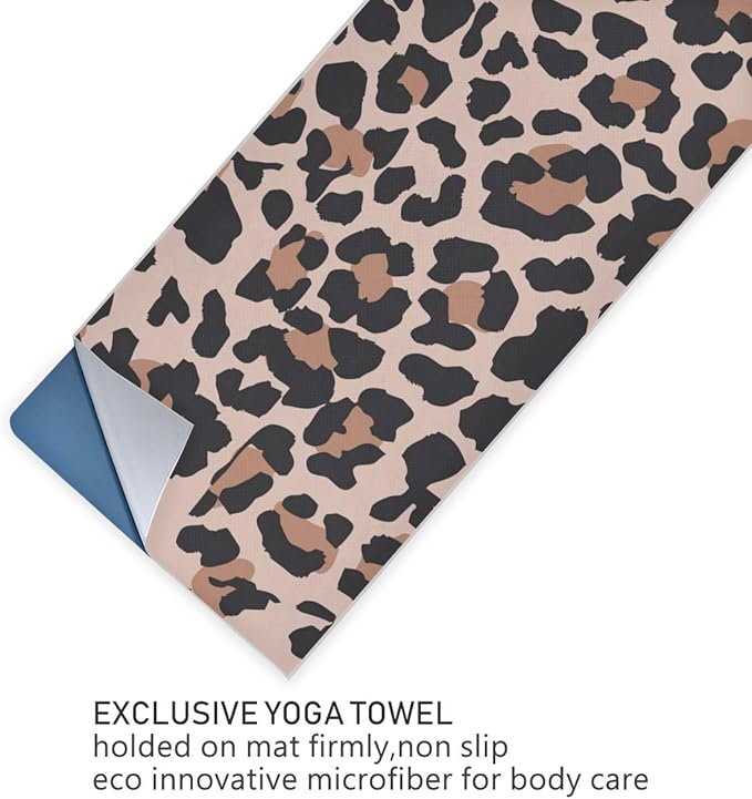 ALAZA Vintage Animal Leopard Pattern Yoga Towel Non Slip Soft Sweat Absorbent Mat Towel for Hot Yoga Exercise Pilates 73x27 Inches