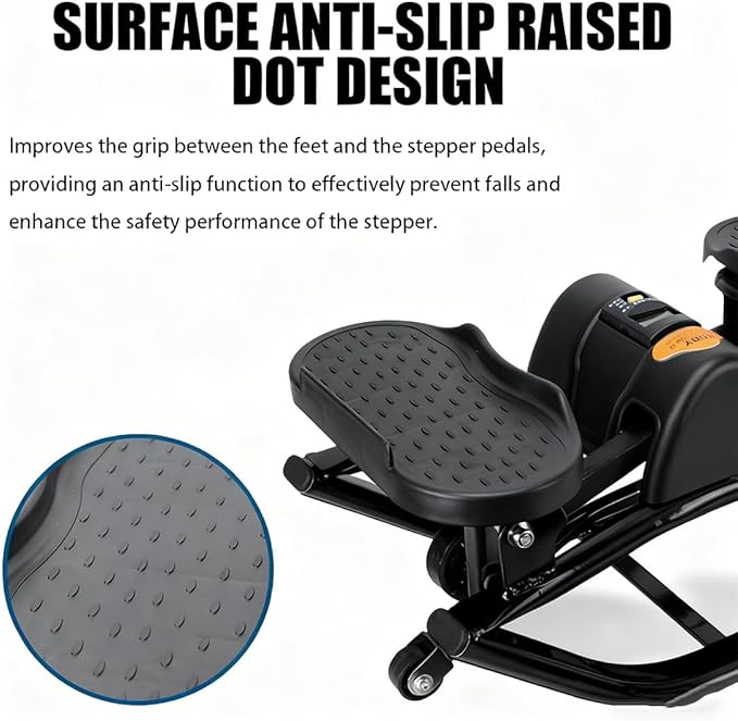 Lateral Rocking Fitness Stepper Home Workout Machine, Portable Compact Side-to-Side Steppers with Digital Display and Resistance Bands, Low-Impact Lateral Steppers for Knees & Joints