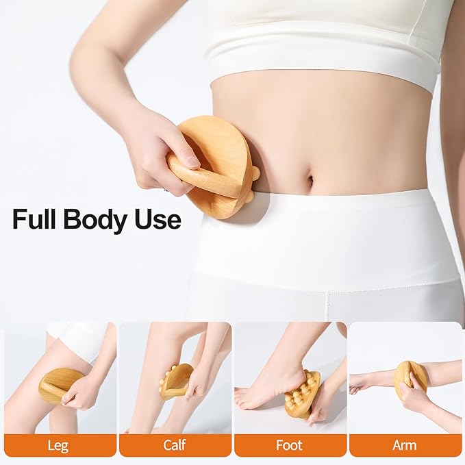 Wood Therapy Massage Tools, Cellulite Massage Tool Wooden Massage Body Brush, Itchy Skin Relief, Body Shaping,Professional Maderoterapia Kit Meridian Pressure Brush, Lymphatic Drainage Massager