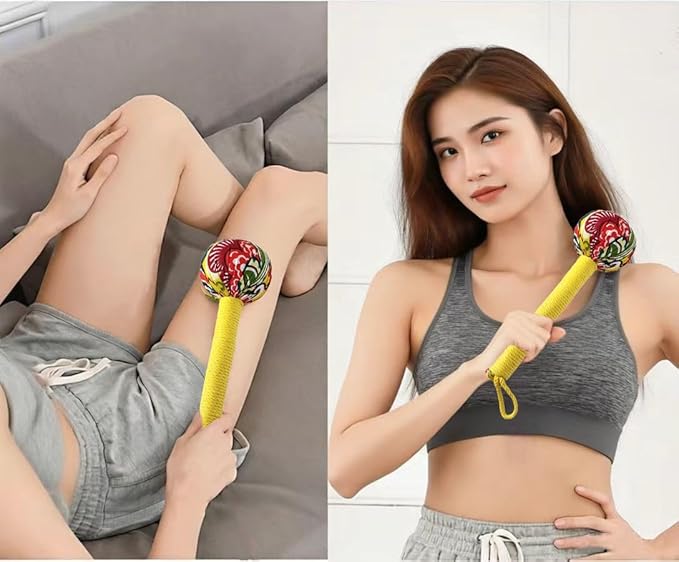 Mugwort Massage Hammer, Back Massager Hammer， Pain Relief Massager for Neck, Back, Shoulder & Body - Handheld Percussion Therapy Tool with US Design Patent,(Blue and Yellow…)