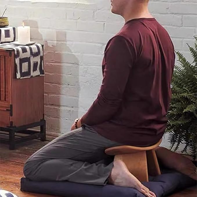 Meditation Bench, Portable Meditation Stool Ergonomic Reclining Seat with Rounded Edges, Ergonomic Kneeling Bench Made of Eco-friendly Wood Handmade for Kneeling Prayer