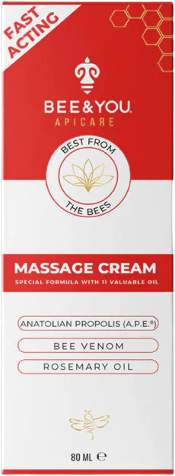 BEE and You Massage Cream – Propolis, Bee Venom & 11 Herbal Oils – Soothing Body & Foot Massage – Spa-Like Relaxation – Clean Formula - 2.7 fl oz