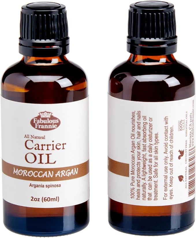 Moroccan ARGAN Oil 100% Pure for Hair Skin Nails Carrier Treatment Oil 2oz by Fabulous Frannie