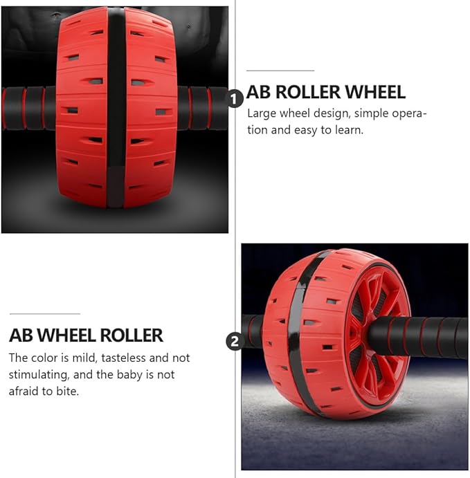 Ab Roller Wheel with Knee Pad Red Abdominal Muscle Trainer Wheel for Core Strength Exercise Suitable for Home Gym and Workout