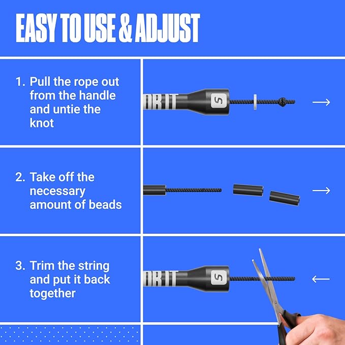Sportbit Elite Beaded Jump Rope – Adjustable for Kids & Adults, Durable Fitness Skipping Rope for Cardio, Gym, Home & Outdoor Workouts