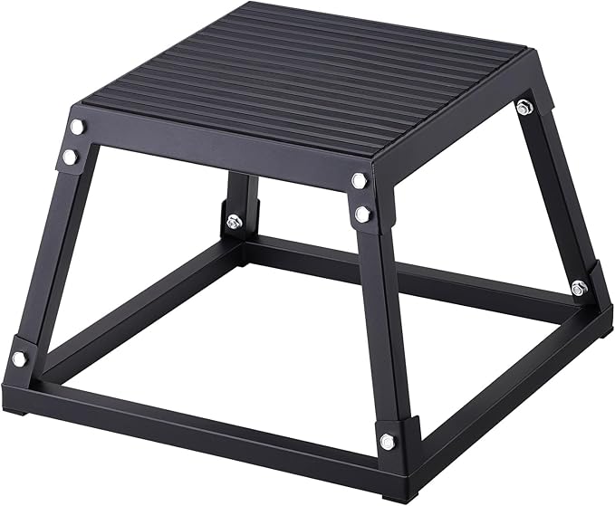 Happybuy 12" Plyometric Jump Box, Steel Plyo Box, Anti-Slip Fitness Platform, Jumping Agility Box for Home Gym Training, Conditioning, Strength Training, Black