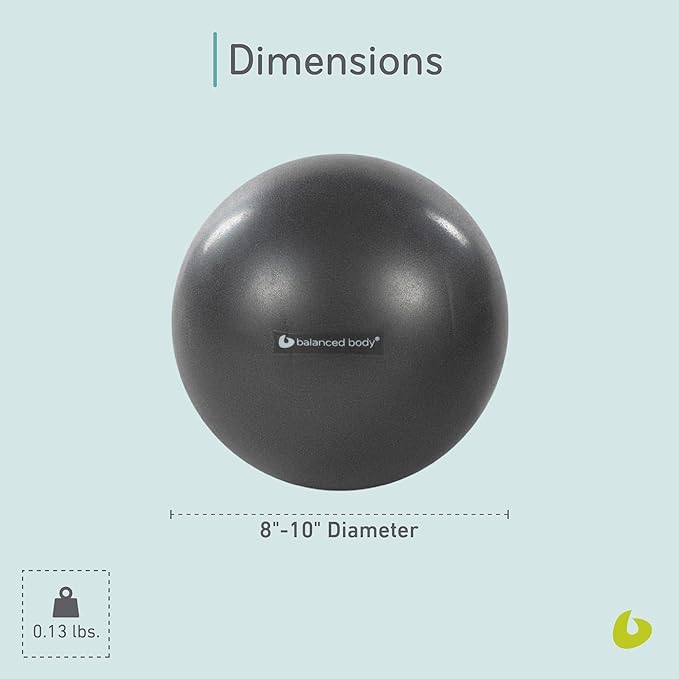 Balanced Body Inflatable Ball, Exercise Ball for Stability, Core Strengthening, and Fitness, Pilates Equipment for Home Gym or Studio Use, 8 Inches to 10 Inches, Storm Gray