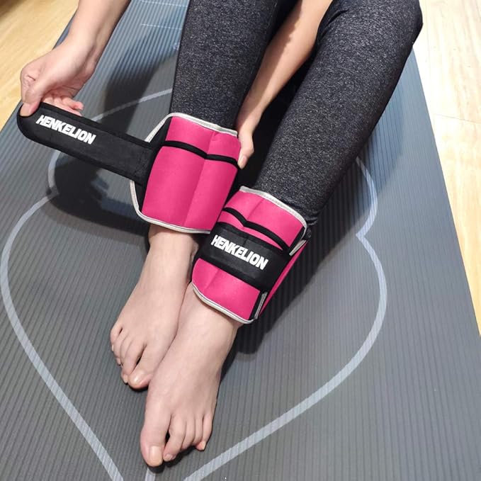 Henkelion 1 Pair 2 3 5 10 Lbs Adjustable Ankle Weights for Women Men Kids, Strength Training Wrist and Ankle Weights Sets for Gym, Fitness Workout, Running, Lifting - Black Grey Pink Blue Purple