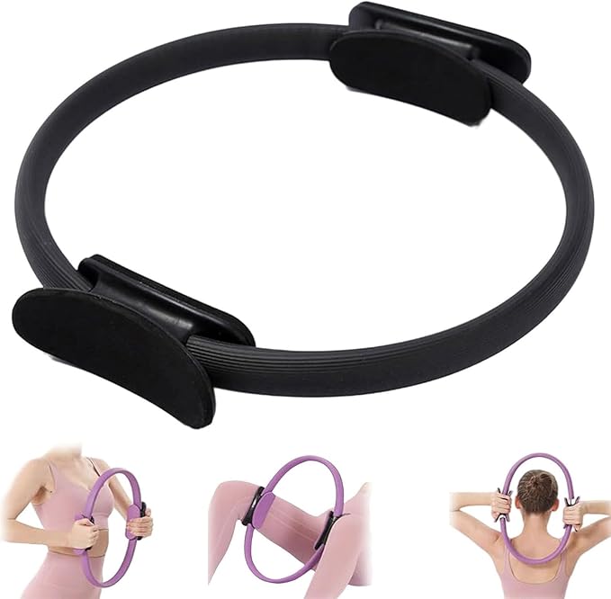 Pilates Ring Fitness Trainer, Yoga Ring Home Gym Equipment Inner Thigh Exercise, 14.96 Inch Yoga Ring Magic Circle, Double Padded Handle Exercise Resistance Equipment