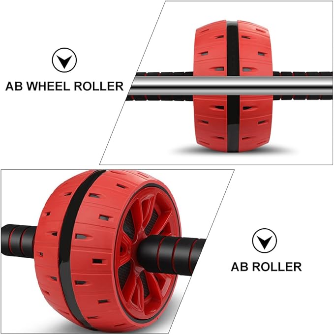 Ab Wheel Roller and Exercise Roller for Ab Workout with Red Wheel and Knee Pad, Quiet Fitness Equipment for Home and Gym Core Training