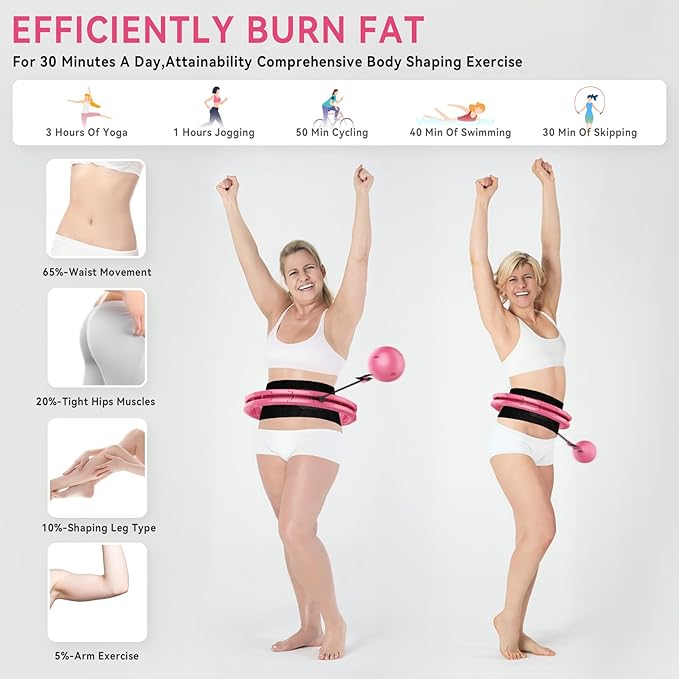 Weighted Fitness Hoop for Adults Weight Loss,Infinity Weighted Hoop Plus Size with Sweat Belt,Waist Trainers for Women,Exercise Hoop Womens Weight Loss at Home