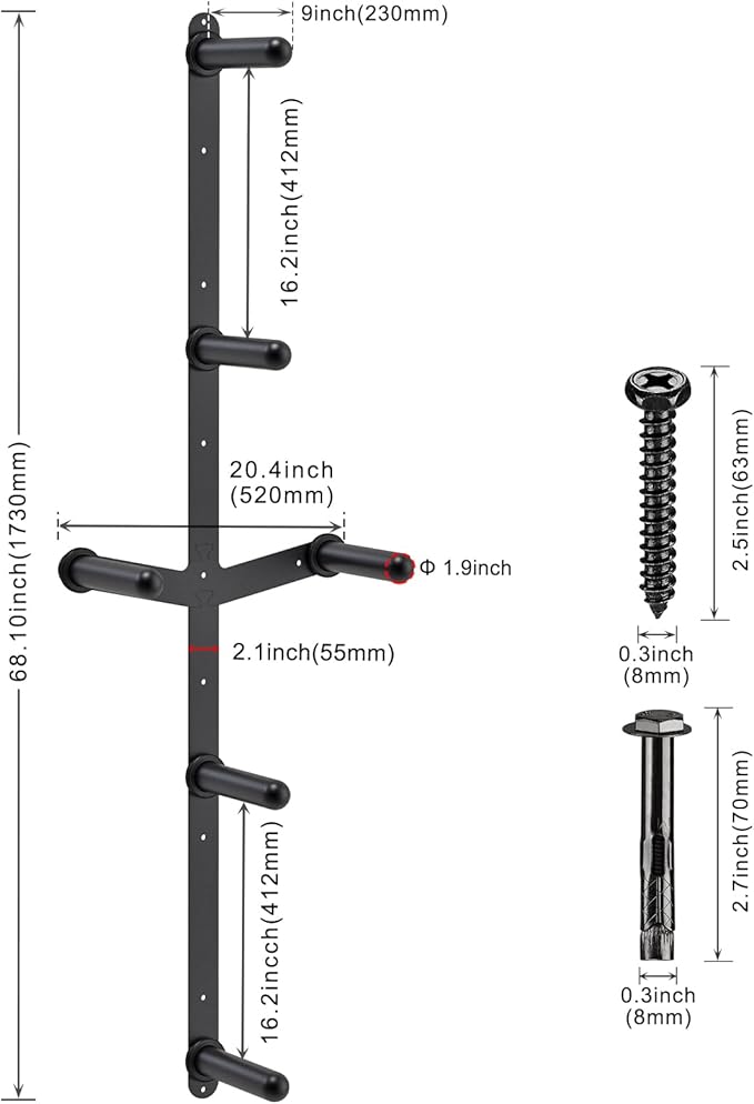 Kipika Weight Plate Storage Rack - Wall Mounted Weight Plate Holder with Durable Steel Construction Organizer for Olympic Plates, 1000lb Capacity, Space-Saving for Home Gym