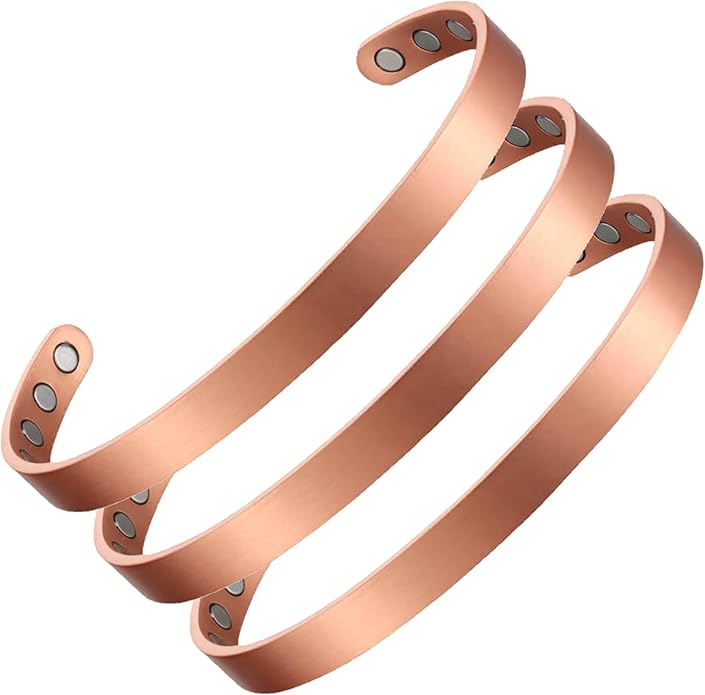 Earth Therapy Minimalist Design Magnetic Field Cuff Bracelets for Men & Women - Ultra Strength - Adjustable