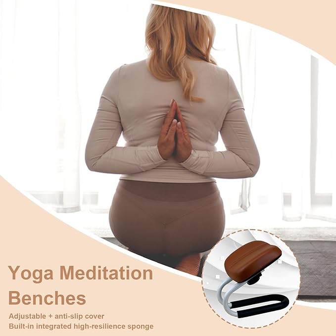 Meditation Seat- Prayer Kneeler Bench | Ergonomic Metal Kneeling Chair For Hip Support | Metal Kneeling C hair Enhances Comfort,Ergonomic Meditation Bench | Portable Prayer C hair For Home Yoga Studio