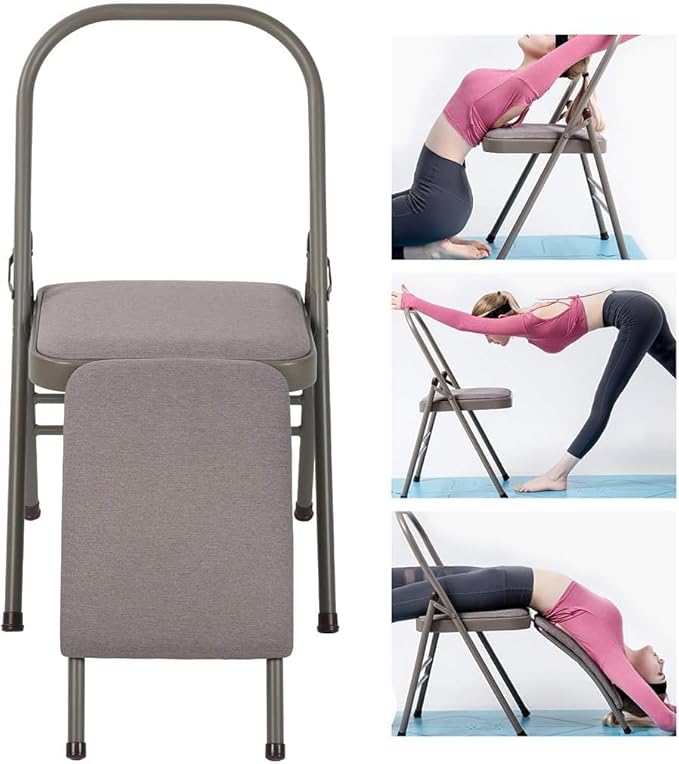 Yoga Chair with Lumbar Support, Multifunctional Yoga Stool with Removable, Yoga Auxiliary Chair with Lumbar Support, Yoga Pilates Chair, Yoga Inversion Chair