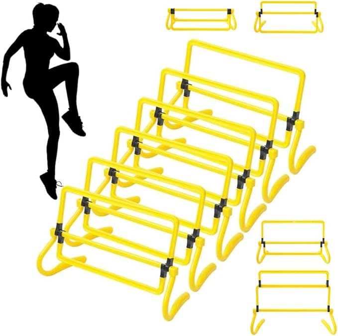 Japard 6 Pcs Agility Hurdles Speed Training Equipment, 4 Height Adjustable Setting, Soccer Training Equipment for Youth Adults