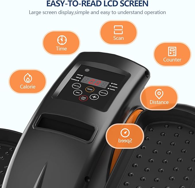 Under Desk Elliptical Machine for Senior Mini Elliptical Leg Exerciser with Remote Quiet Portable Electric Seated Foot Pedal Exerciser for Home Office