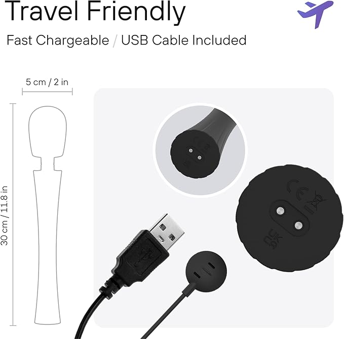 bed geek Cordless Wand Massager – Super Powerful Handheld Massage with 20 Speeds & 8 Patterns, Soft Silicone Head, Quiet Motor, LED Display, Body-Safe & Waterproof Black & Rose Gold