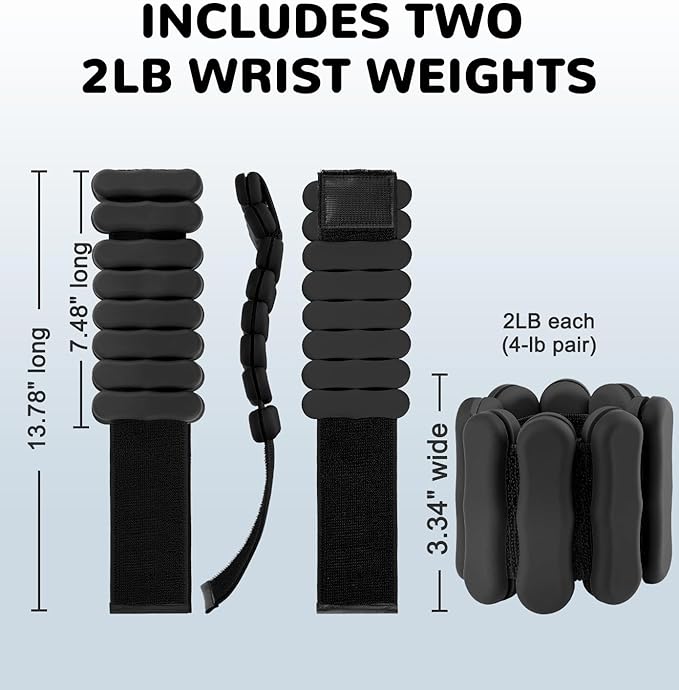 Wrist Ankle Weights for Women Men, Leg Arm Wrist Weights Bangles 1lb*2 2lb*2 Wearable Weights Pilates Weighted Bracelet for Strength Training Walking Swimming Yoga Physical Therapy