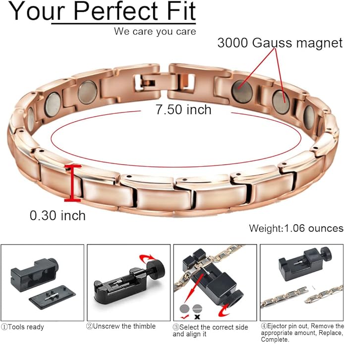 38 Elegant Stainless Steel Magnetic Bracelet for Women Magnetic Therapy Bracelet Pain Relief for Arthritis with Free Link Removal Tool