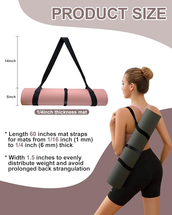 Yoga Mat Carrier, Premium Yoga Strap for Carrying Yoga Mats with Adjustable Hook and Loop Strap, Suitable for Carrying Most Sizes of Yoga Mats, Free Your Hands, Soft and Durable