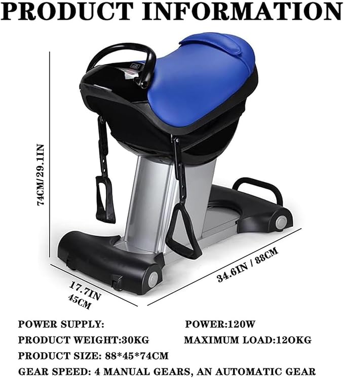 Electric Horse Riding Machine, Hip Training Vibration Rider, Indoor Plug-in Vibration Platform, Home Gym Exercise Machine, Fitness Equipment (Blue)
