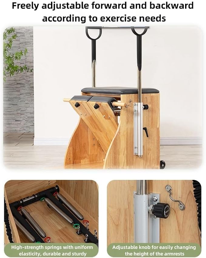 Pilates Chair, Reformer Machine, Stability Combo Chair with Handles and Split Pedals, Yoga Exercise Chair for Home, Gym, and Yoga Studio