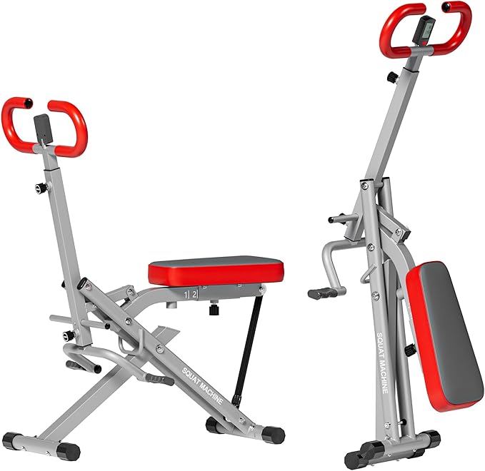 SogesGame Squat Machine for Home, 2 in 1 Squat Rowing Machine, Foldable Leg Training Machine, Squat Trainer for Glutes & Legs Workout