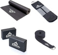 Black Mountain Products Yoga Equipment Starter Kit - Yoga Mat Blocks Strap and Carrying Bag