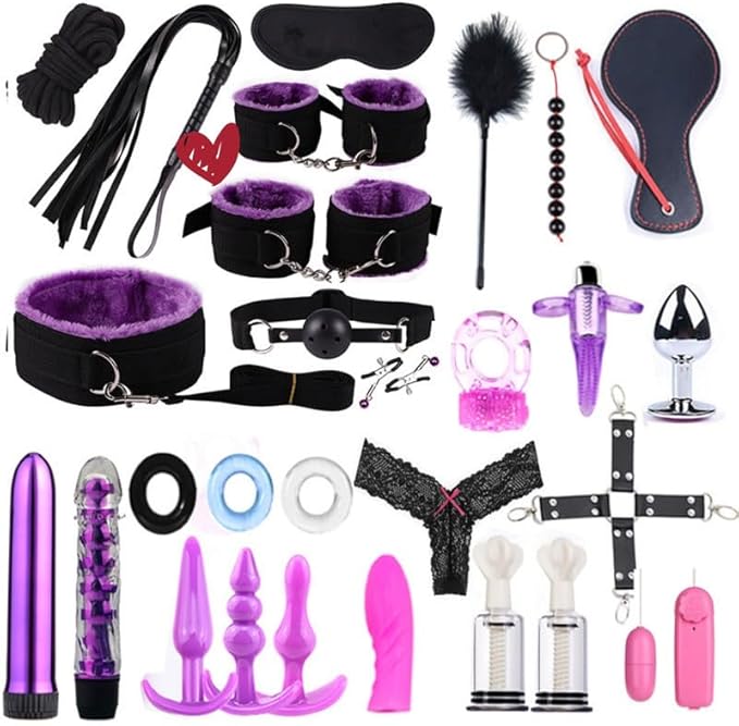 Purple Fashion 28 Piece Pilates Equipment Combination Cosplay Yoga Set, Indoor Wrist and Hip Fun Sports Accessories, Couple Gift