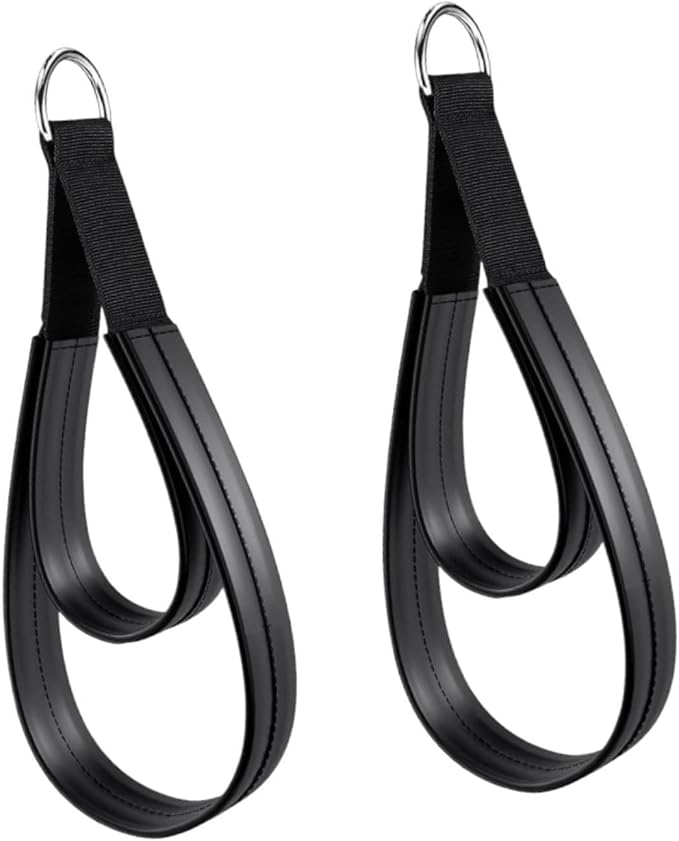 2Pcs Pilates Double Loop Straps for Reformer,Nonslip Comfortable Grip for Ankle Arms Improve Flexibility Strength Dexterity, Silver Rings