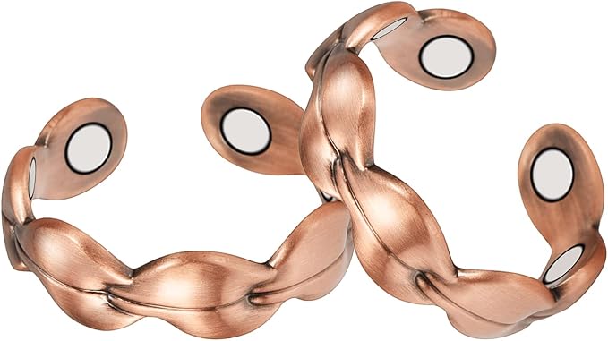 Copper Rings for Women, 99% Pure Copper Adjustable Set Magnetic Therapy Ring, Fashion Jewelry Gifts (2Pcs 0938)