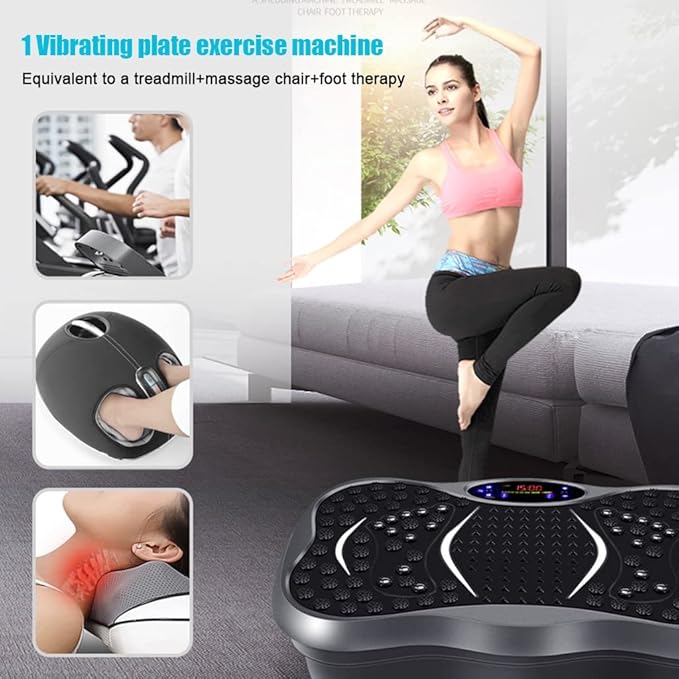 Vibration Plate w Resistance Bands, Vibration Plate Exercise Machine, 99 Levels of Intensity, Vibration Platform Home Gym Equipment
