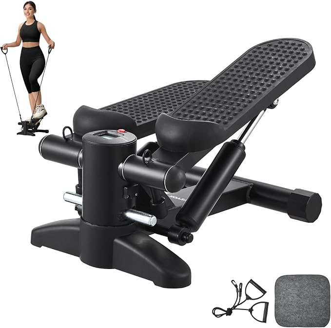 VEVOR Stair Stepper, Mini Stepper for Exercise at Home, Hydraulic Fitness Stepper with Resistance Bands, Full Body Workout Cardio Equipment, Stair Climber