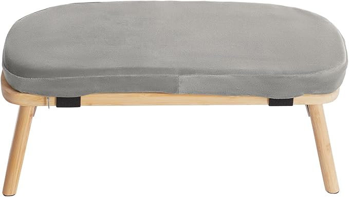 Meditation Prayer Bench, Portable Foldable & 5° Ergonomic Tilt Kneeling Meditation Yoga Stool with Cushion & Carry Bag for Home/Studio/Gym, Bamboo & Velvet Kneeling Stools (Grey)