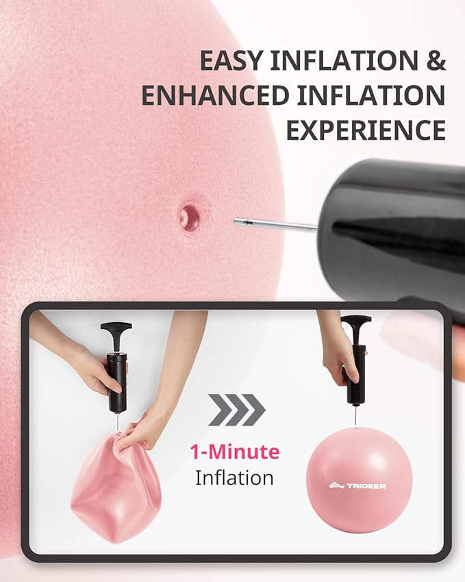 Trideer Pilates Ball - 7-8 inch with Pump, Small Core Ball for Yoga, Barre, Physical Therapy