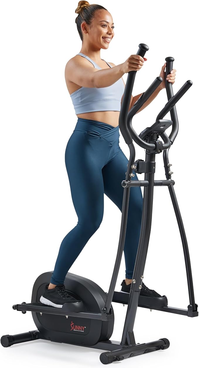Sunny Health & Fitness Smart Upright Elliptical with Pulse Sensor Built-in, Indoor Full-Body Cross-Training & Cardio Exercise Machine for Home, Free SunnyFit App Connection