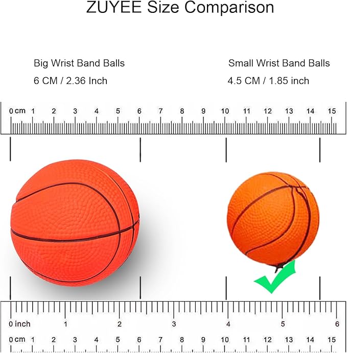 ZUYEE 4/8/16/32 Pack Wrist Return Ball 1.85 Inch Sports Wrist Balls On A String Rubber Rebound Balls (Basketball, Baseball, Soccer) Wristband Toy for Children Kids Gift Exercise or Play