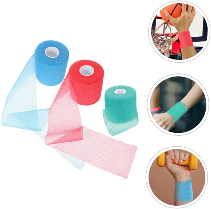 3Rolls Elastic Body Joint Wraps Breathable Shockproof Sports Tapes for Ankle Wrist Knee Protection Cuttable Athletic Wraps Colors