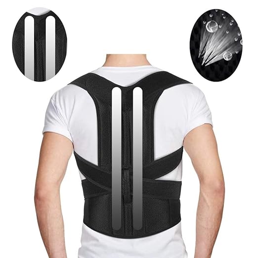 MBROS Adjustable Posture Corrector Lumbar Back Support Brace Breathable Deportment Corset for Spine Back Stretcher Orthopedic Back (Color : Silver, Size : XXL)